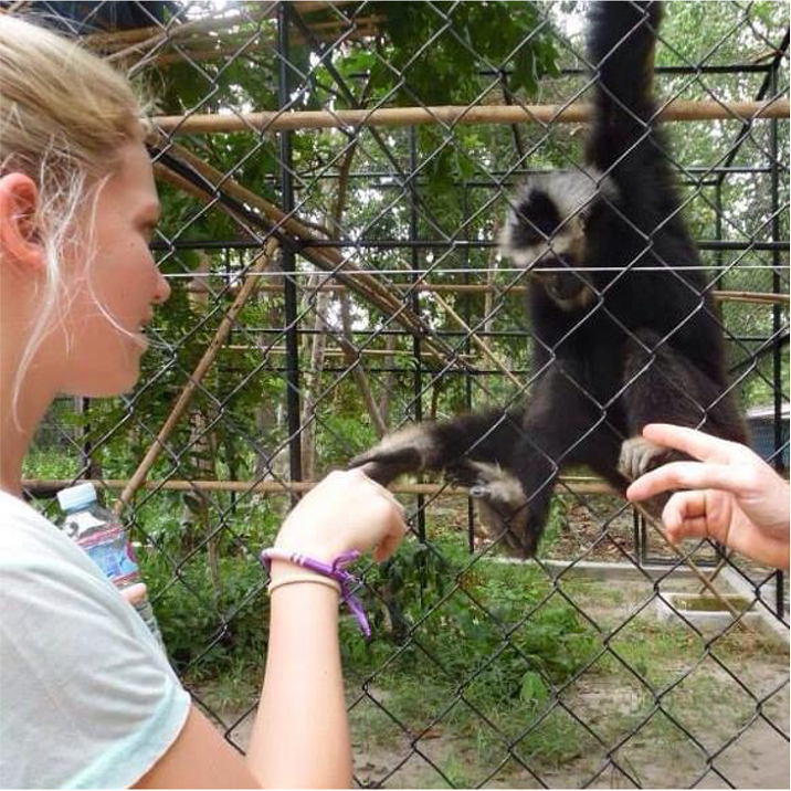 Nicole with a Gibbon