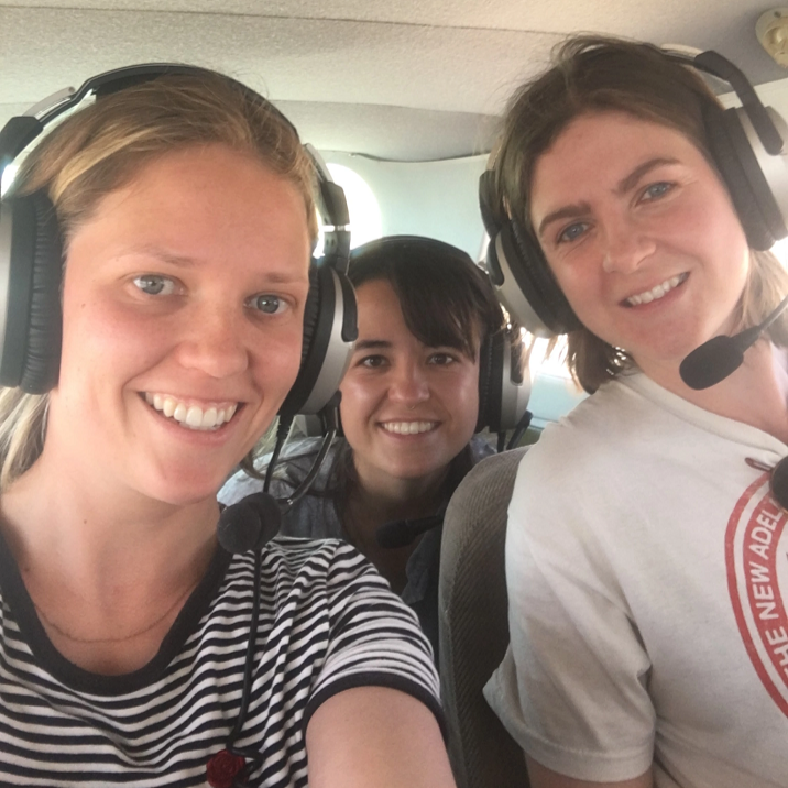 Nicole and friends in a plane